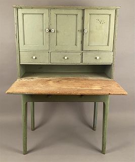 19th C Scrub Top Pastry Cabinet in Paint