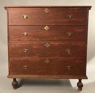Early 18th C Two Drawer Lift Top Blanket Chest