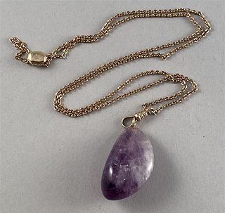 Amethyst Pendant on 10K Gold Chain w/Spacer