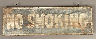 20th C Wooden "No Smoking" Sign in Paint