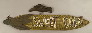 Vintage Sweet Corn Sign w/Crow on Top