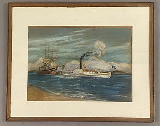 Pastel of the Steamship Massachusetts