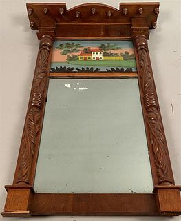 Sheriton Mirror w/House Reverse Painted on Glass