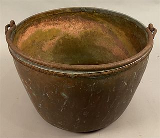 Massive Copper Cooking Pot w/Iron Handle
