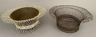 2 Wire Work Center Baskets Intricately Woven