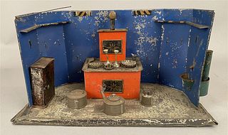 Tin Kitchen Diorama w/Applianes & Accessories