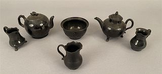 6 Pieces of "Jackfield" Earthenware Pottery