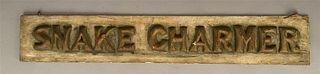 Vintage "Snake Charmer" Carved Letter Sign