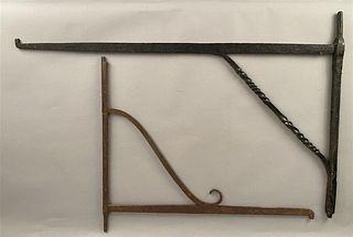 2 Hand Wrought Fireplace Cranes w/Twist or Scroll