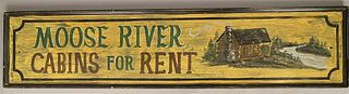Wooden Sign-"Moose River, Cabins For Rent"