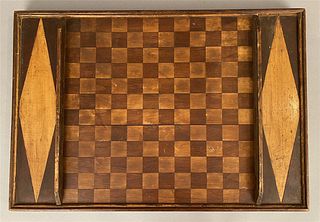 Two sided Inlaid Gameboard-Checkers and Parcheesi