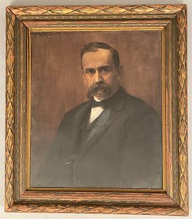 Portrait of A Gentleman, Carved & Painted Frame