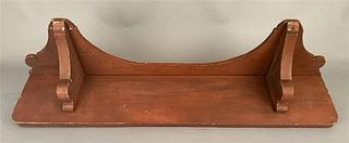 19th C Red Painted Shelf w/Scrolled Corbels