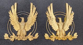 2 Massive Stylized Spread Wing Eagles in Gold Finish 