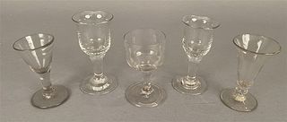 5 18th Century Footed Rummer/Wine Glasses