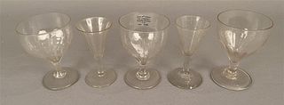 5 Early Footed Rummer/Wine Glasses