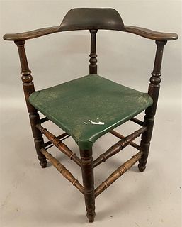 Early Corner Chair w/Turned Stretchers & Legs