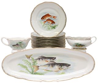 (14) FRENCH FAIENCE FISH SERVICE