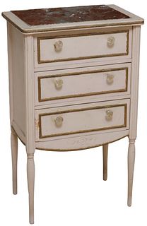 FRENCH MARBLE-TOP PAINTED NIGHTSTAND