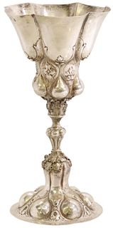 GERMAN SILVER LOBED COLUMBINE CUP, 10.78OZT