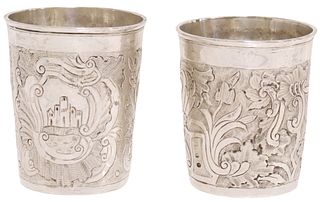 (2) RUSSIAN SILVER BEAKERS, MOSCOW, 18TH C.