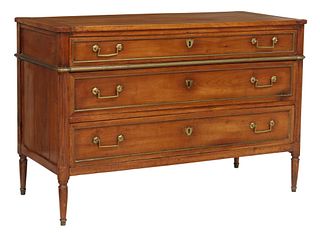 FRENCH LOUIS XVI STYLE FRUITWOOD 3-DRAWER COMMODE