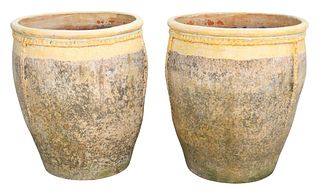 2) LARGE FRENCH PROVINCIAL TERRACOTTA PLANTER JARS