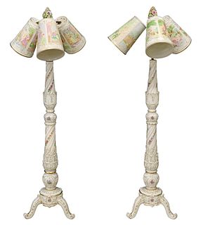 (2) SCHIERHOLZ PORCELAIN LITHOPHANE FLOOR LAMPS
