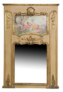 FRENCH LOUIS XV STYLE TRUMEAU MIRROR AFTER BOUCHER
