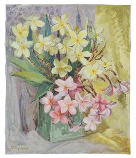 SHIRLEY RUSSEL (1886-1985) OIL PAINTING 'PLUMERIA'