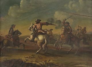 AFTER PHILIPS WOUWERMAN PAINTING ON PANEL CAVALRY