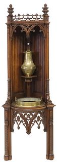 FRENCH GOTHIC REVIVAL LAVABO CARVED CORNER STAND