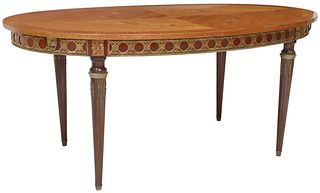 FRENCH LOUIS XVI STYLE MARQUETRY DRAW-LEAF TABLE