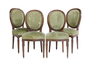(4) FRENCH LOUIS XVI STYLE OVAL BACK DINING CHAIRS