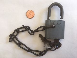 US Navy Solid Brass Chicago Lock Co & 2 keys