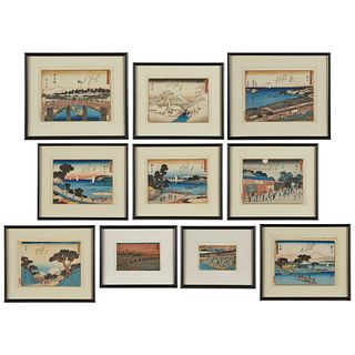 10 Early Hiroshige Woodblock Prints Tokaido