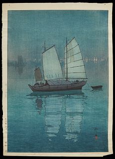 Hiroshi Yoshida "Sailing Boats - Night" Double Oban
