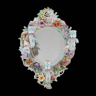 German Porcelain Mirror Sconce