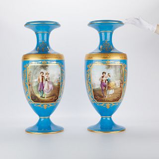 Pr Sevres Style Urns Early 20th c. 25 in.