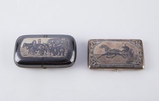 Grp: 2 Russian Silver Niello Cases 19th c.
