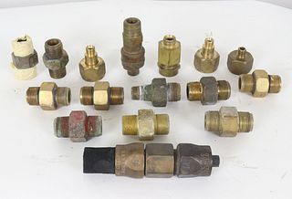 Grouping of 16 Divers Air Hose Brass Fittings