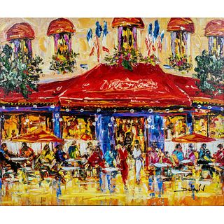 Duaiv (French b.1952) Giclee on Canvas, La Cafe Rouge