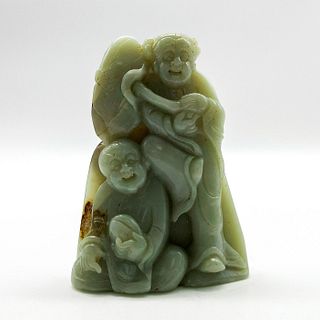 Antique Chinese Jade Carving Dancing Lady & Seated Man