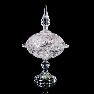Beyer Lead Crystal Diamond Point Compote Dish with Lid