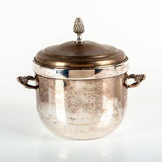 Vintage Silver-Tone Metal Ice Bucket with Lid