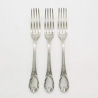 3pc Christofle Marly Pattern Silver Large Dinner Forks