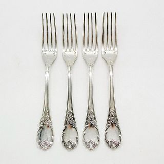 4pc Christofle Marly Pattern Silver Salad Forks