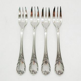 4pc Christofle Marly Pattern Silver Dessert Forks