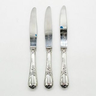 3pc Christofle Marly Pattern Silver Dinner Knives