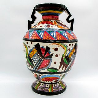 Italian Hand Painted Abstract Terracotta Vase